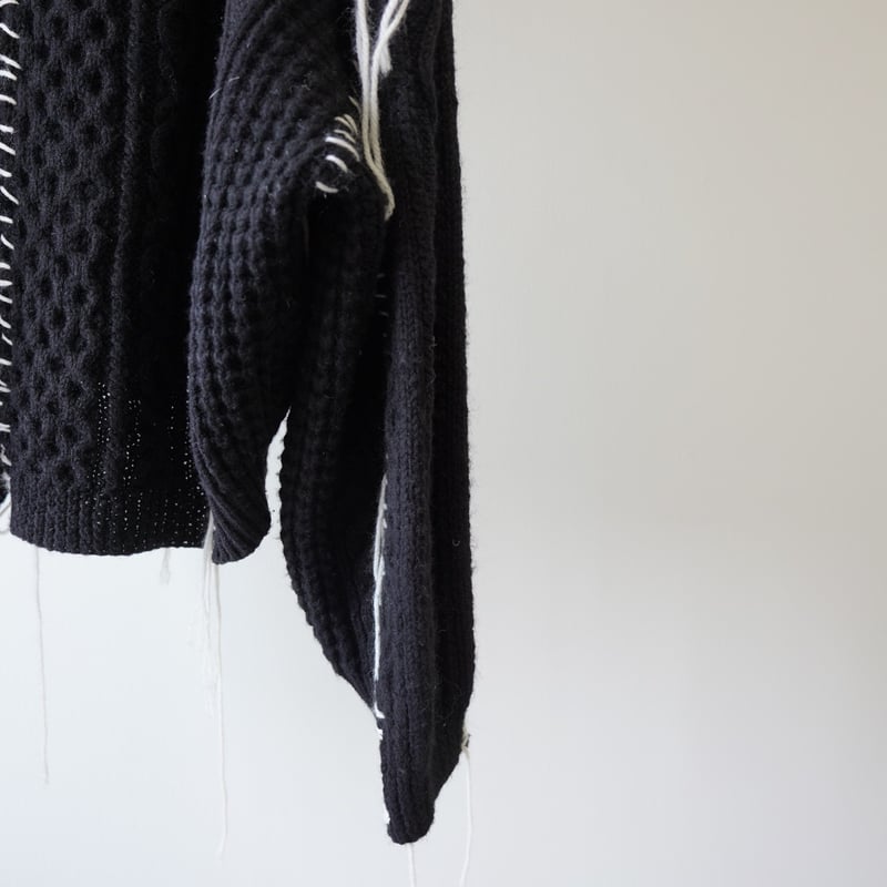 Fisherman Collage Knit / BLK | kuonbyrinq's STORE