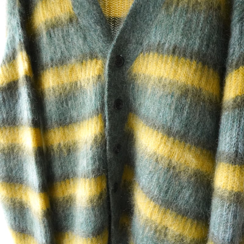 MOHAIR BORDER KNIT CARDIGAN （green） | kuonbyrin