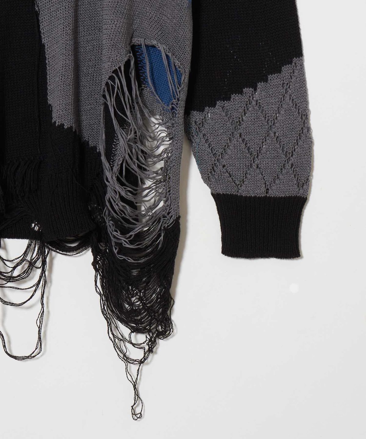 meagratia>Frayed knit P/O -blk- | kuonbyrinq