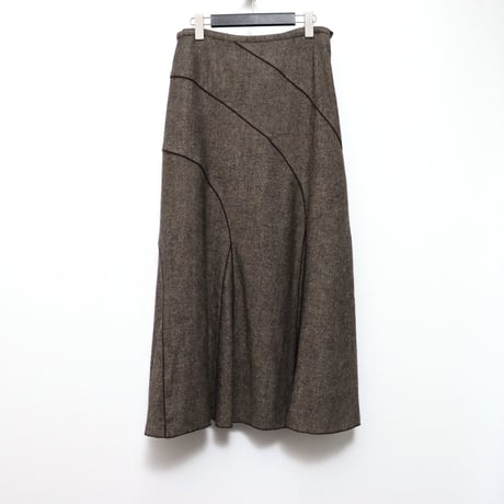 Tweed piping long skirt "Greige" [@zastin_tcp]
