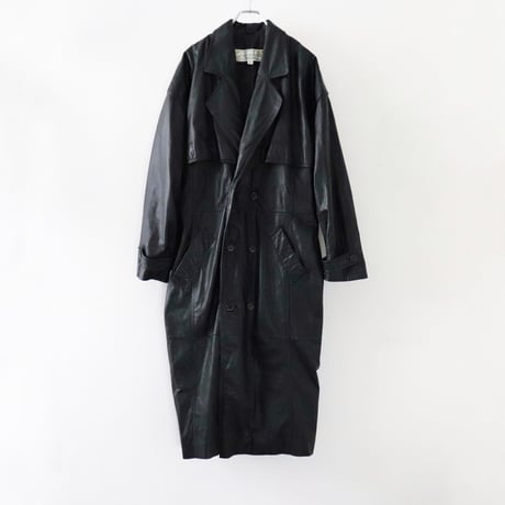 Double breasted Leather coat "Black" [@zastin_tcp]