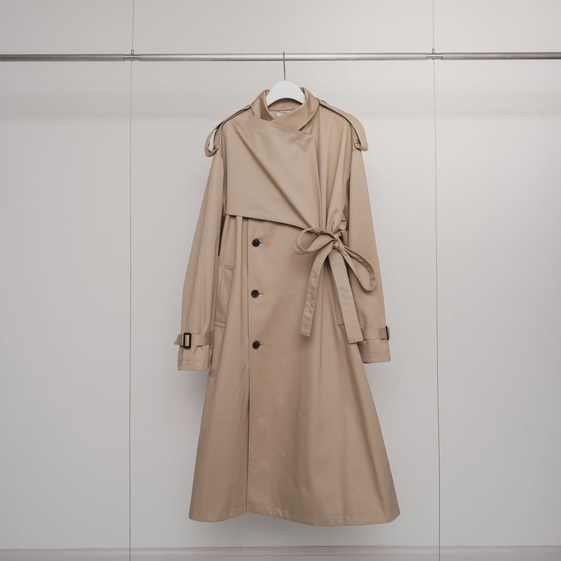 KEISUKE YOSHIDA> Belted Trench Coat , Beige | 