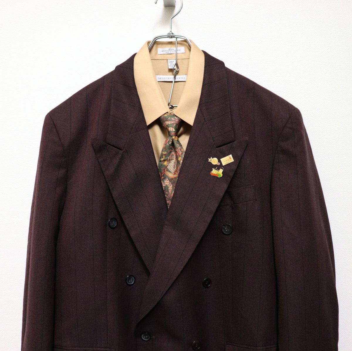 Double-breasted setup & shirt & tie 