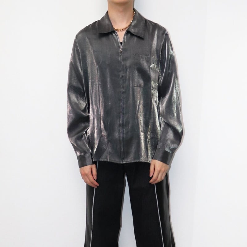 Satin zip shirt jacket 