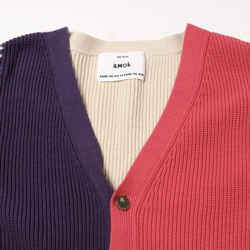 amok> MULTI DOCKING CARDIGAN ORANGE×GRAY (BLAC