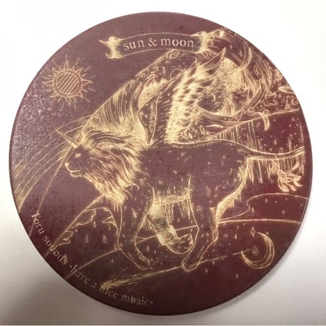 【SOLD OUT！】【コースター】「Sun & Moon + 歓びの歌」盤面デザイン 白雲石吸水コースター 2枚セット