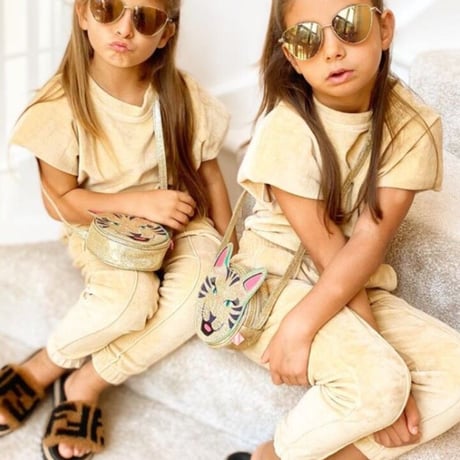 【Kids】Velours Jogger Set Beige