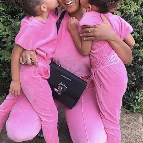 【Kids】Velours Jogger Set Candy Pink