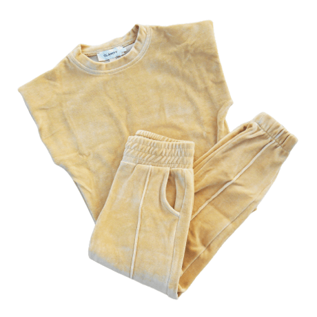 【Kids】Velours Jogger Set Beige