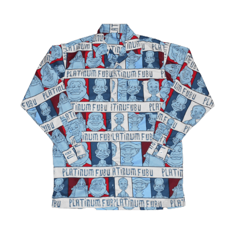 90s Platinum Fubu Fat Albert All Over Print L/S Shirt