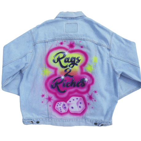 【Ladys】Rags 2 Riche$ Airbrush Dice Handmade Denim Jacket