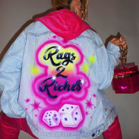 【Ladys】Rags 2 Riche$ Airbrush Dice Handmade Denim Jacket