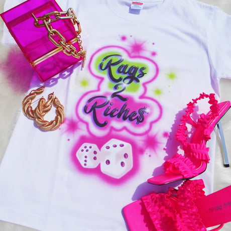 【Ladys】Rags 2 Riche$ Airbrush Dice Over T-Shirt