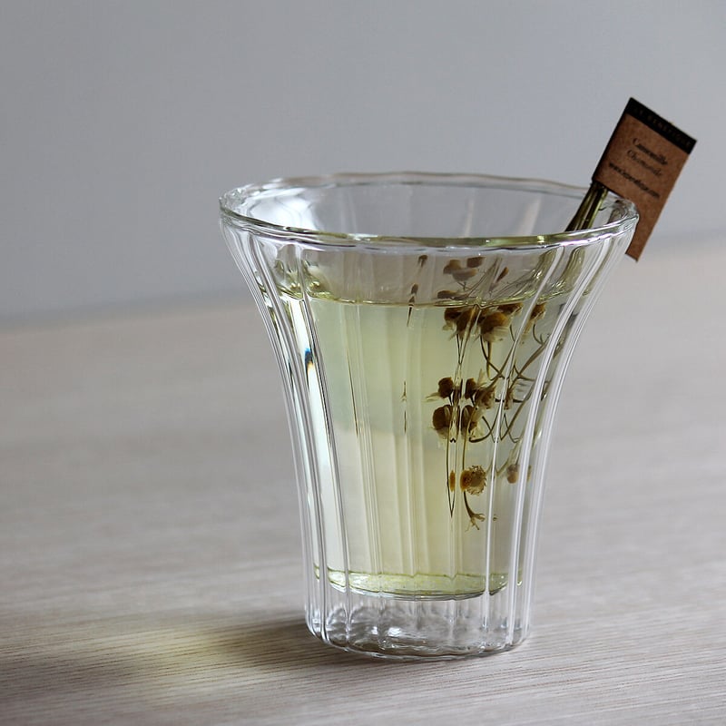 ロゴ有り【限定】クラックグラス ディープアンバー ハーフ ハーブティー用ダブルウォールグラス | LE BÉNÉFIQUE Japan