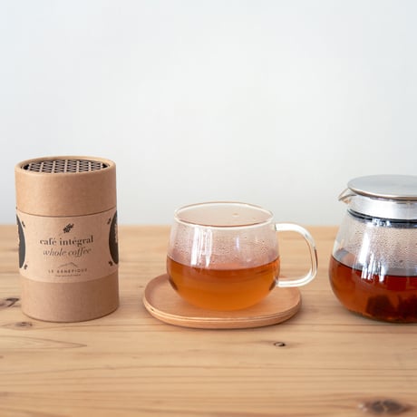 ホールコーヒー  [Café intégral] ＋カップ＆ウッドソーサーセット