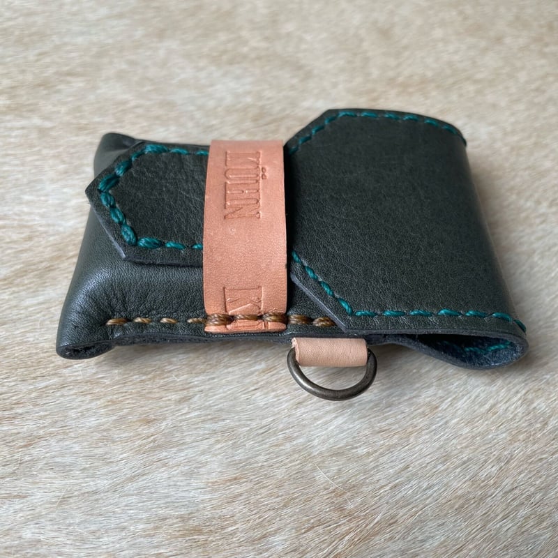 携帯灰皿 レザー 本革【ダークグリーンA】 日本製 アッシュトレイ 小物