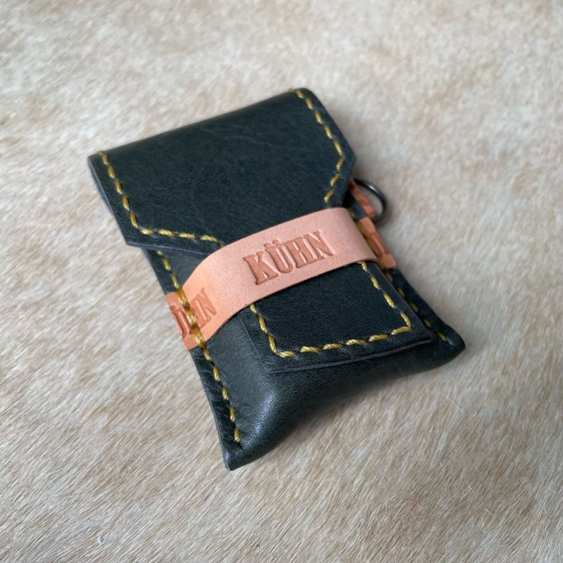 携帯灰皿 レザー 本革【ダークグリーンB】 日本製 アッシュ