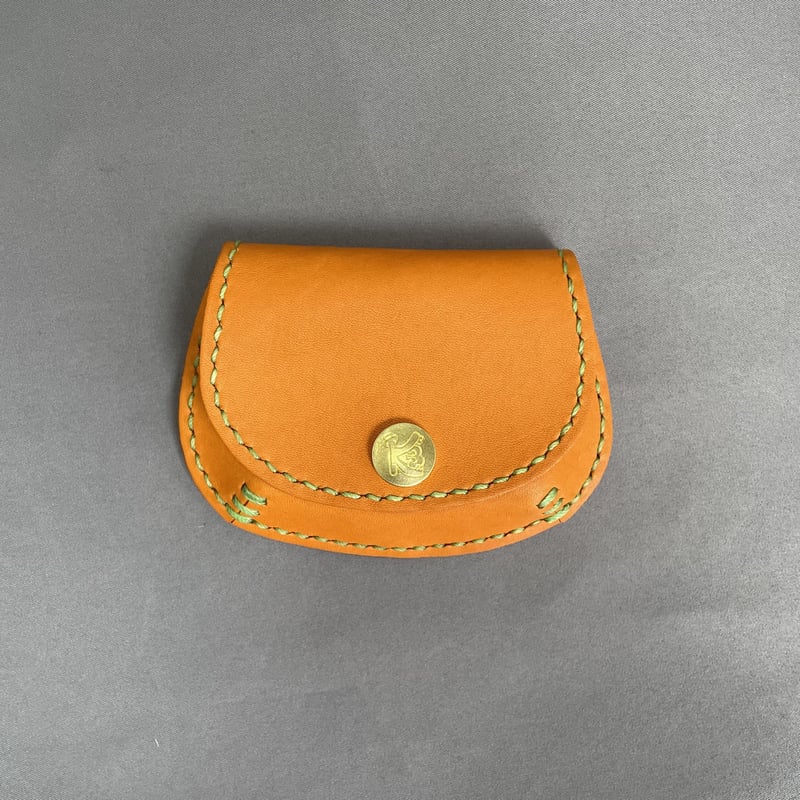小銭も入る小物入れ・コインケース（オレンジ×黄緑）カード入れ付き