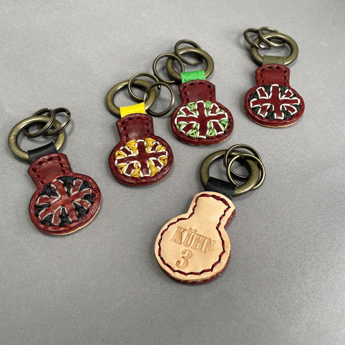 ユニオンジャック本革キーホルダー（刺繍タイプ）・キーリング