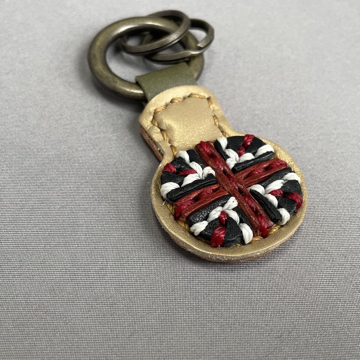 ユニオンジャック本革キーホルダー（革のせタイプ）・キーリング（革付