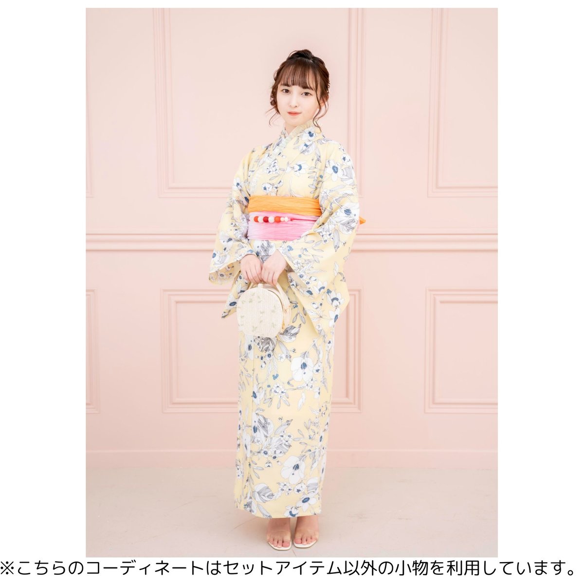 浴衣6点セット】 レディース浴衣 ボタニカルフラワー(イエロー