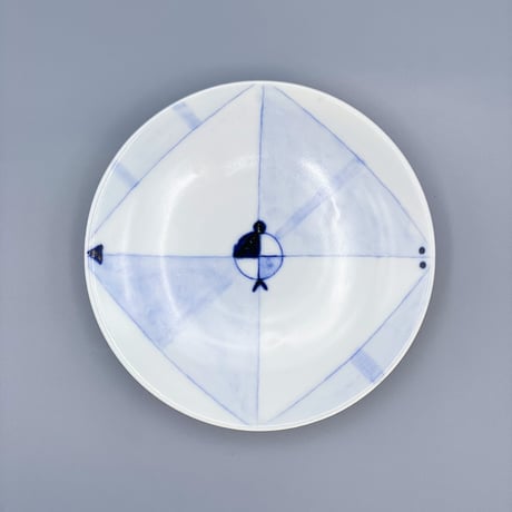 【柴田良三】染付陶器 小皿 / small plate