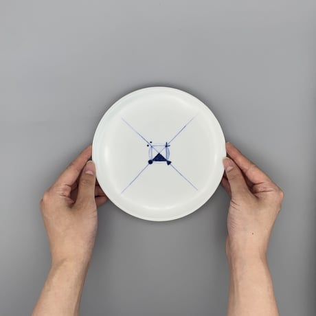 【柴田良三】染付陶器 中皿 / middle plate
