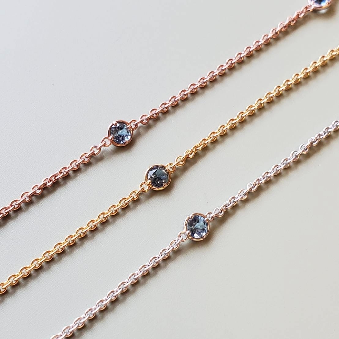 アクアマリン フィンガースリング ブレスレット ROSEGOLD シルバーブレスレット サンタマリア アクアマリン 5PC | IDEA