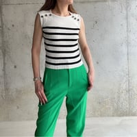 ボーダーリブノースリーブ（White）