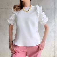 フリルスリーブプルオーバー（White）