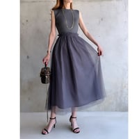 チュールドッキングワンピース（gray）