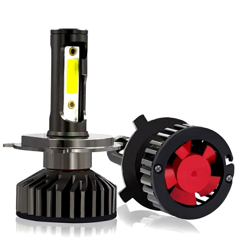 高品質 アルミヒートシンク 空冷ファン LEDヘッドライト H4バルブ