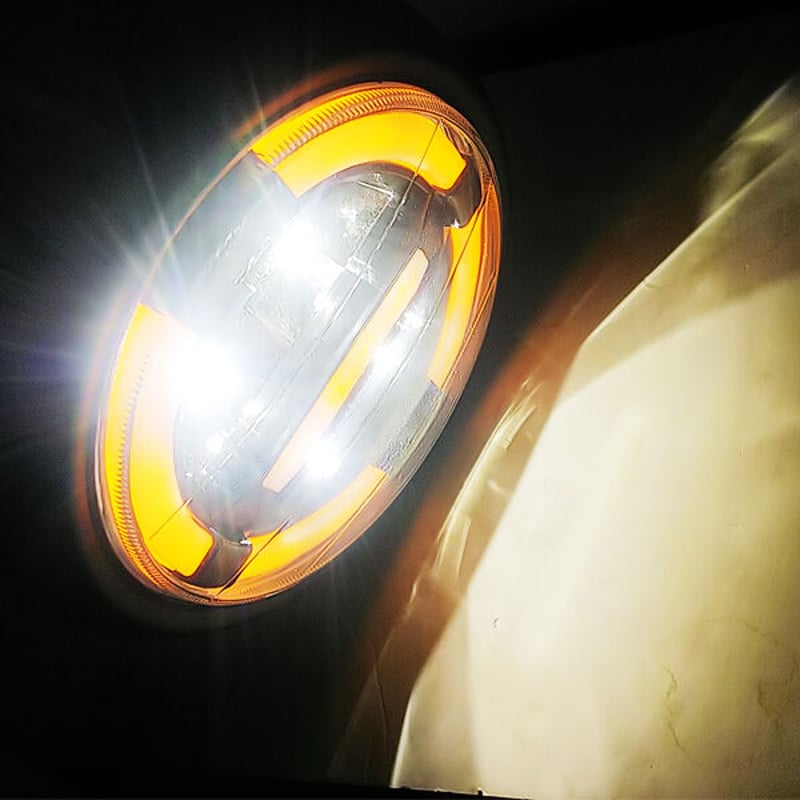 180パイ LEDヘッドライト イエローイカリング エンジェルリング