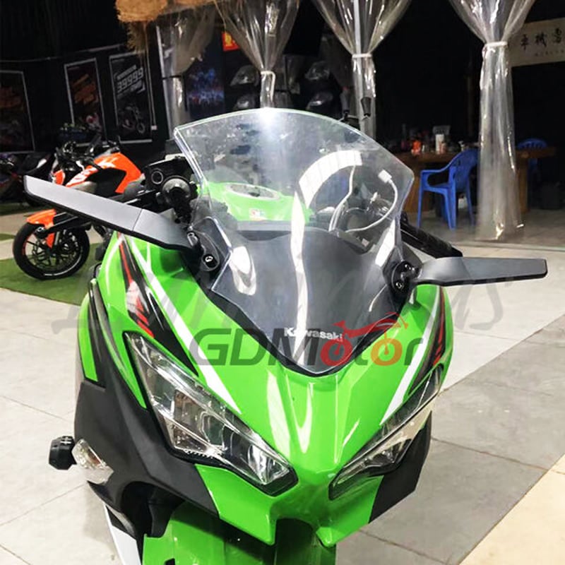 ninja400 2018〜　自作オリジナルフロントカウル、ウィングミラー Ninja カワサキ NINJA400 650 250 300 ウィング バイクミラー M/L 2