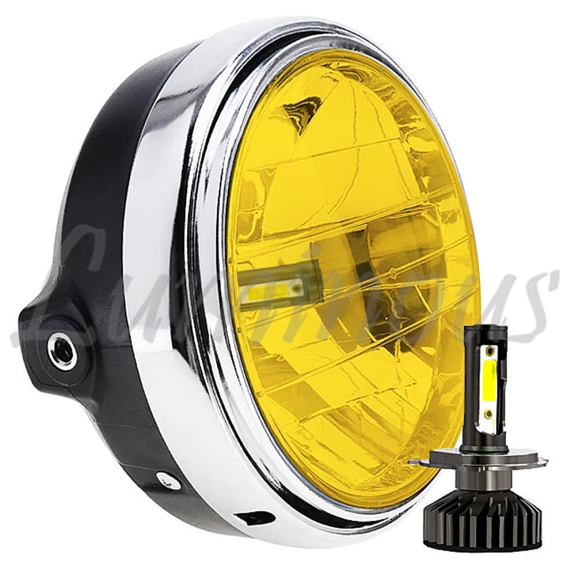 180π イエローレンズ 高輝度 LEDバルブ付き ヘッドライト 180π イエローレンズ 高輝度 LEDバルブ付き ヘッドライト