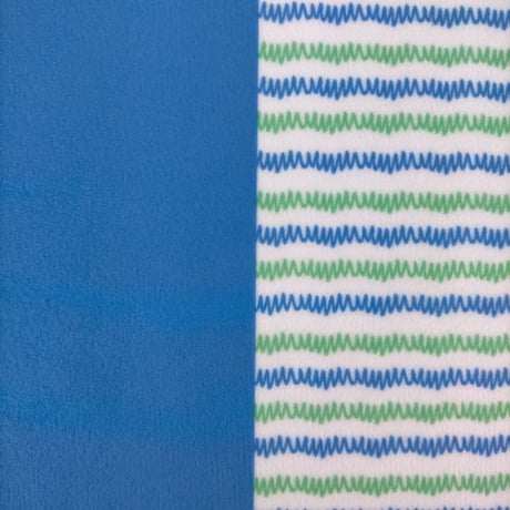 生地/ギザギザW（グリーン×ブルー）/マイクロ起毛