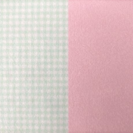 生地/ギンガムチェックＷ（Lグリーン×ホワイト×ピンク）/マイクロ起毛