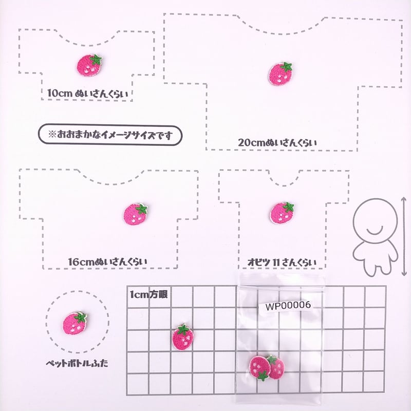 ミニワッペン/いちご（ピンク）/アイロン接着タイプ | NUIGOTO