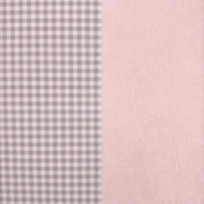 生地/ギンガムチェックW（グレー×ホワイト×グレーピンク）/マイクロ