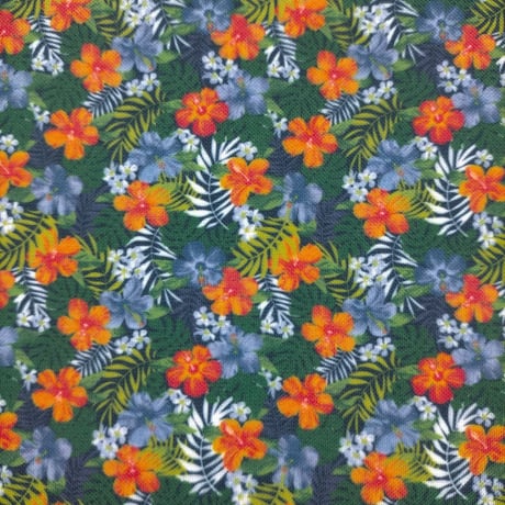 生地/アロハ柄（ハイビスカス/ネイビー系）/Eテンジク