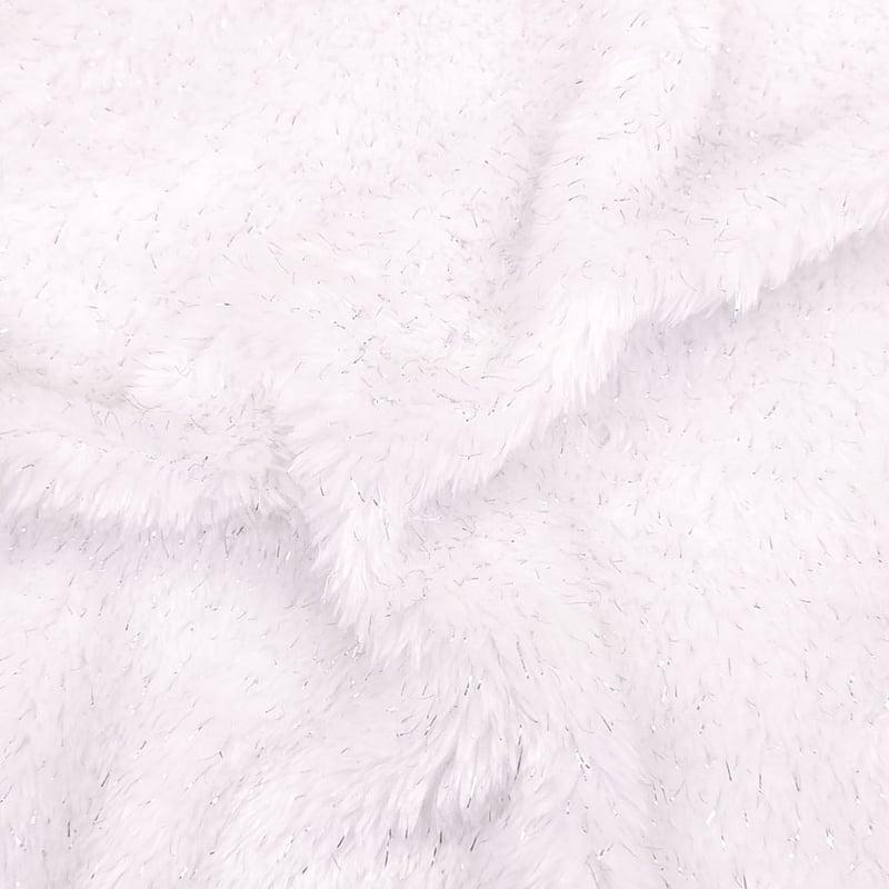 美品　コート　ラメ　希少生地　フェイクファー　L 生地/シャーベットファー（ホワイト×シルバーラメ） | NUIGOTO