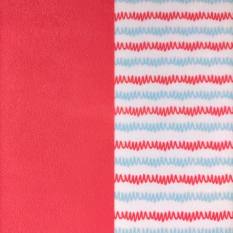 生地/ギザギザＷ（Lブルー×レッド）/マイクロ起毛