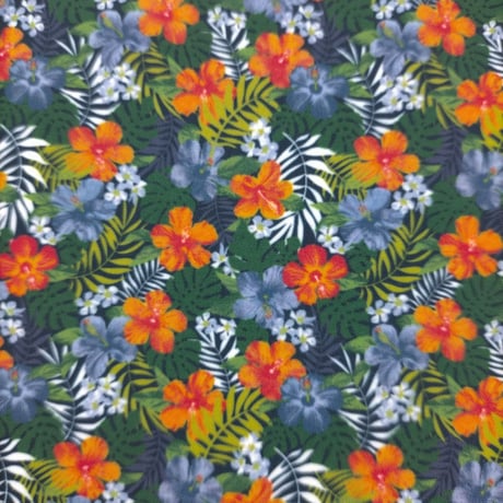 生地/アロハ柄（ハイビスカス/ネイビー系）/Pローン