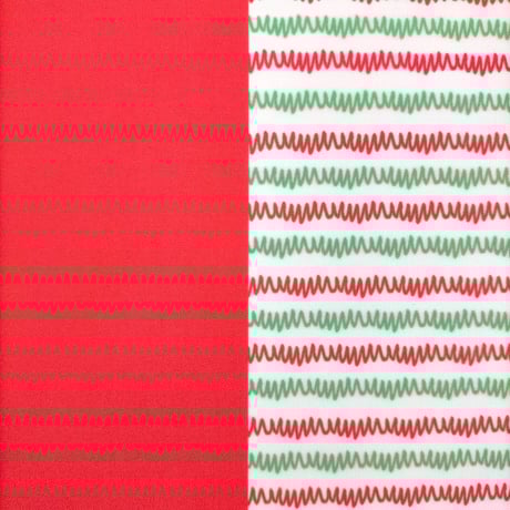 生地/ギザギザW（レッド×グリーン×レッド）/Pローン