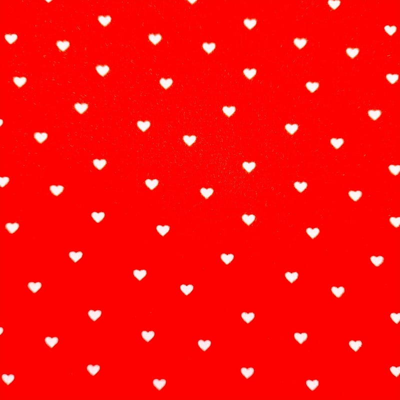 レッド色ハート柄ポリエステル100%ブランケット 約76cm×106cm　未使用 生地/ハート柄（レッド×ピンク）/マイクロ起毛 | NUIGOTO