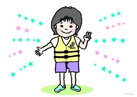 水辺の安全イラスト（ライフジャケット）