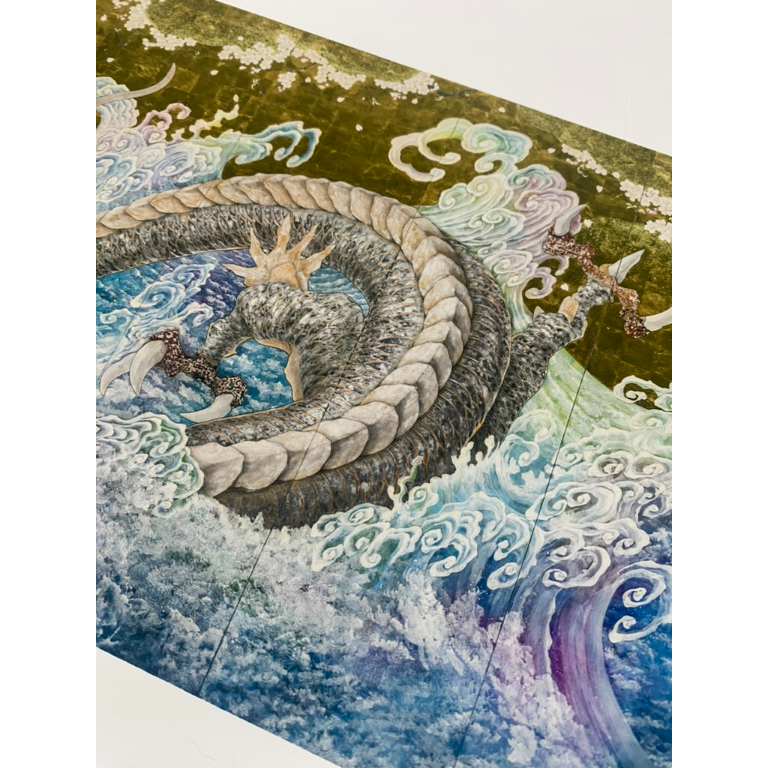 龍神画・雪龍】SSサイズ│うつくしい龍イラスト│龍の絵スピリチュアル│