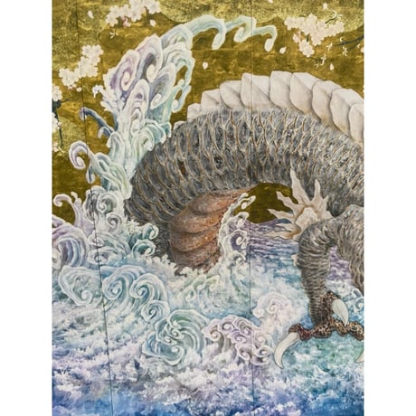白龍神桜波図