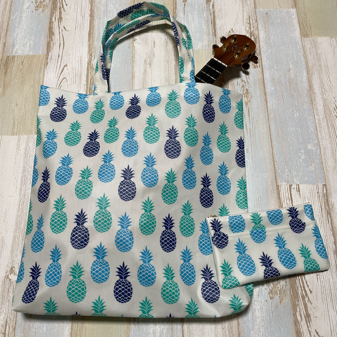 ハワイアンキルト・ハンドメイド・トートバッグ・パイナップル・ポーチ付