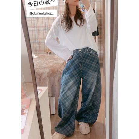 春夏NEW！チェックワイドデニム